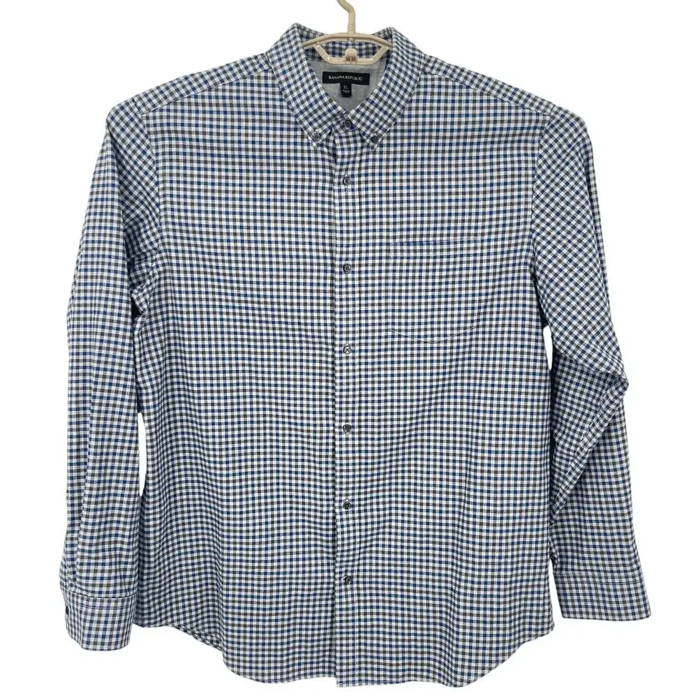 Banana Republic Mens Plaid Brushed Flannel Button Down Shirt Size Xl NEW
